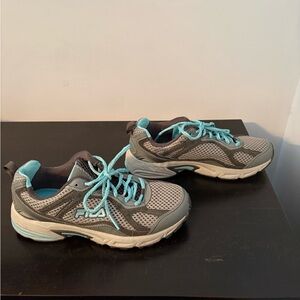 Fila Gray Mesh Sneakers with Teal Interior